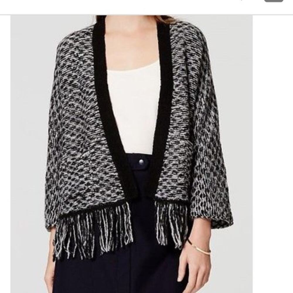 SPRING SALE! NEW LOFT Knit Fringe Open Front Cardigan Size Small